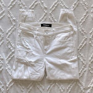 Express Distressed White Ankle Legging 2 Short